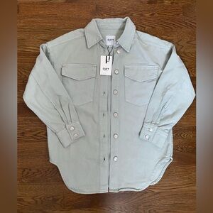 Oat New York Women’s Light Greenish-Gray Jean Shacket